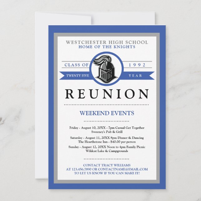 School Mascot High School Reunion Invitations (Front)