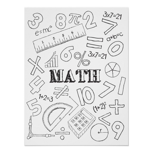 School Math Teacher Doodle Math Art Colouring Scho Poster (Front)