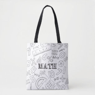 School Math Teacher Doodle Math Art Colouring Scho Tote Bag