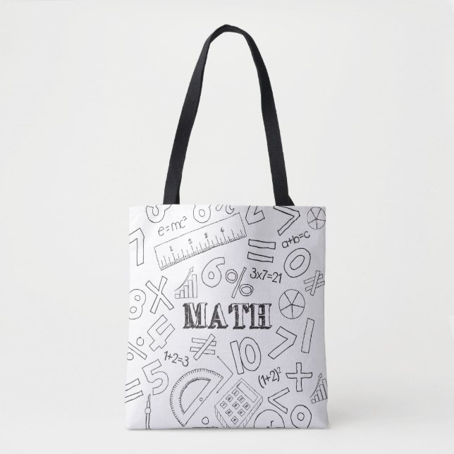 School Math Teacher Doodle Math Art Colouring Scho Tote Bag (Front)