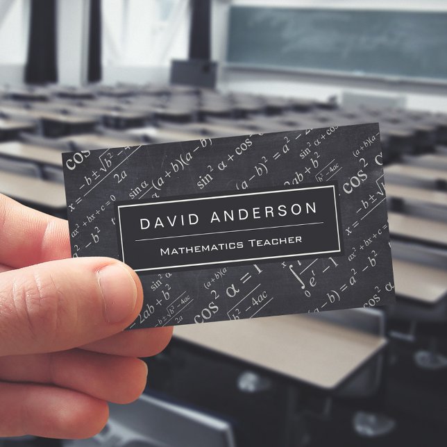 School Math Teacher Mathematics Formula Chalkboard Business Card (Creator Uploaded)