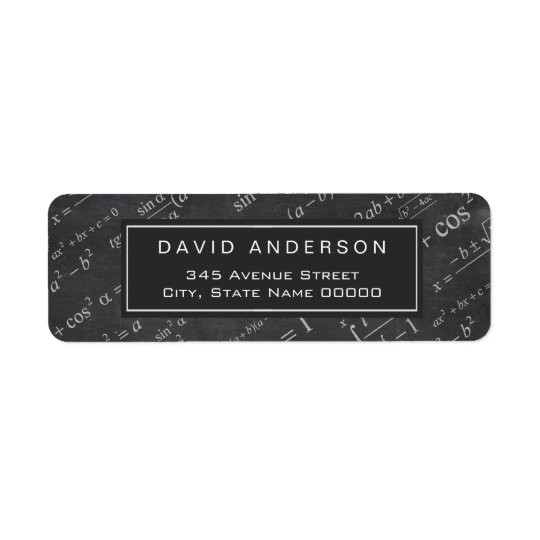 School Math Teacher Mathematics Formula Chalkboard Return Address Label