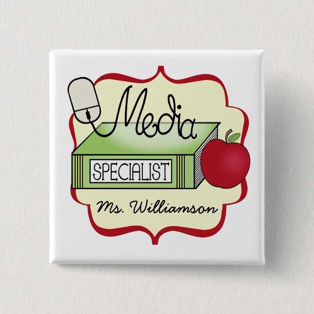 School Media Specialist 15 Cm Square Badge (Front)