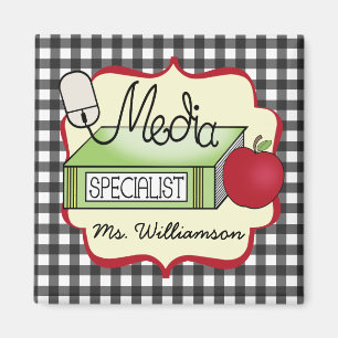 School Media Specialist - Grey Gingham Magnet