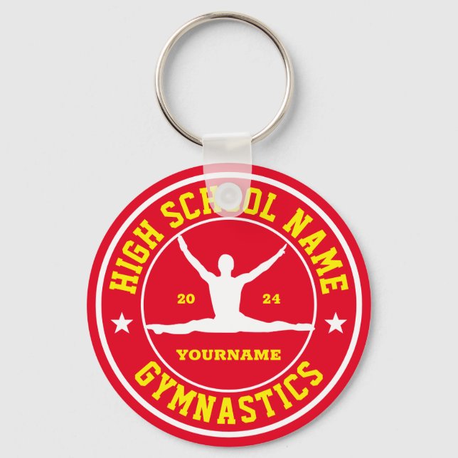 School Men Gymnastics Team Custom Colour Sports Key Ring (Front)