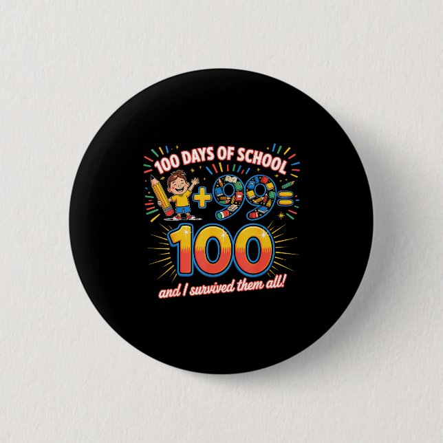 School Milestone 100 Days Learning Design Teachers 6 Cm Round Badge (Front)