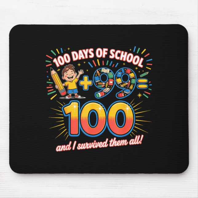 School Milestone 100 Days Learning Design Teachers Mouse Mat (Front)