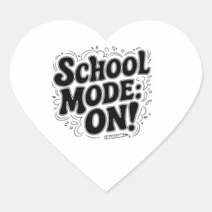 School Mode: ON! ,Vintage-Inspired Design Heart Sticker