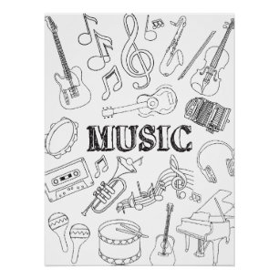 School Music Teacher Doodle Music Art Colouring Sc Poster
