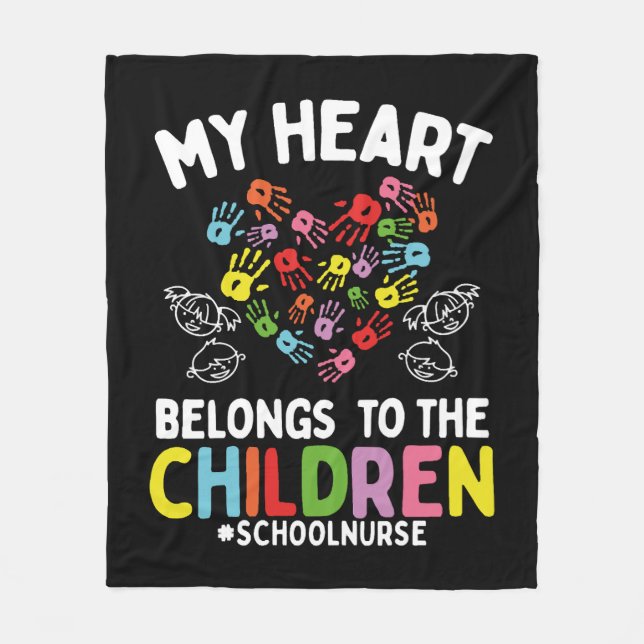 School Nurse Appreciation My Heart to my Children Fleece Blanket (Front)