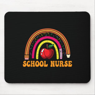 School Nurse Back To School Rainbow Pencil Apple N Mouse Mat
