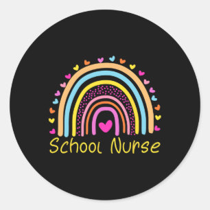 School Nurse Boho Rainbow Nurse Day Ck To School N Classic Round Sticker