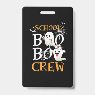 School Nurse Boo Crew Halloween Funny Cute Costume ID Badge