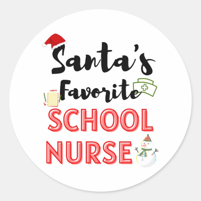 School Nurse Christmas Classic Round Sticker (Front)