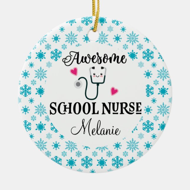 School Nurse Custom Gift Ceramic Tree Decoration (Front)