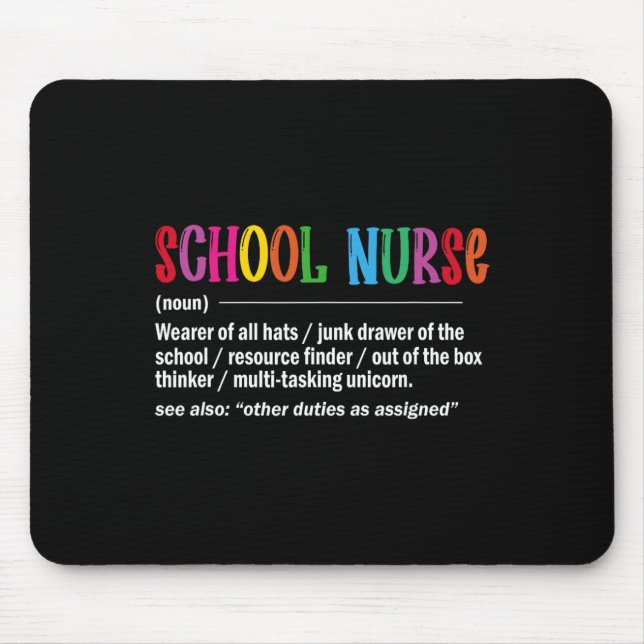 School Nurse Definition Byck To School Fun  Mouse Mat (Front)