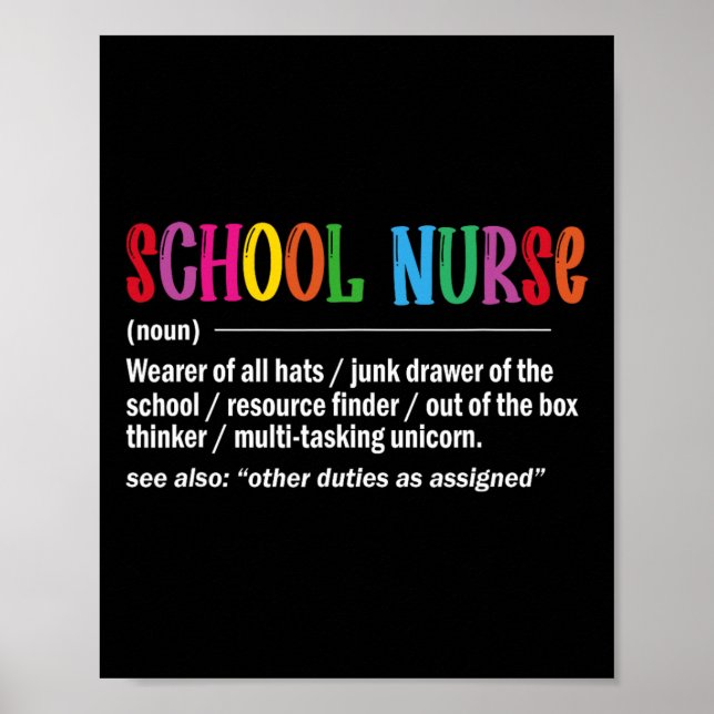 School Nurse Definition Byck To School Fun  Poster (Front)