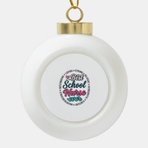 School Nurse Ever Vintage Engraving Shirt Design_1 Ceramic Ball Christmas Ornament