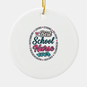 School Nurse Ever Vintage Engraving Shirt Design_1 Ceramic Tree Decoration