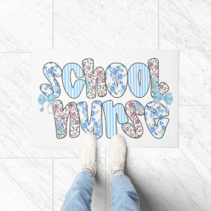 School Nurse Floral Nursing School Nurse Day Doormat