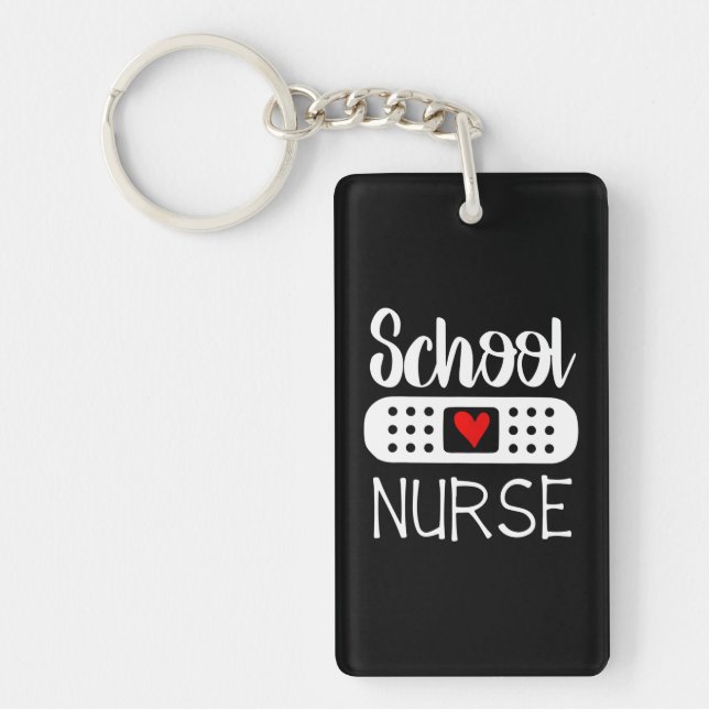 School Nurse Funny Bandaid Medical RN LPN Key Ring (Front)