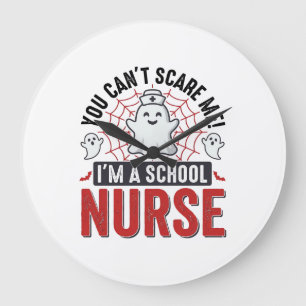 School Nurse Halloween Ghost Vintage Shirt Design_ Large Clock