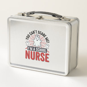 School Nurse Halloween Ghost Vintage Shirt Design_ Metal Lunch Box