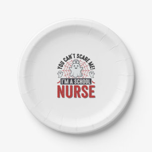 School Nurse Halloween Ghost Vintage Shirt Design_ Paper Plate