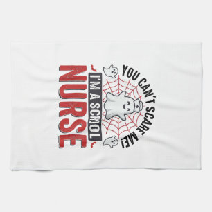 School Nurse Halloween Ghost Vintage Shirt Design_ Tea Towel