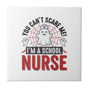 School Nurse Halloween Ghost Vintage Shirt Design_ Tile