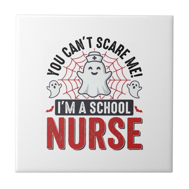 School Nurse Halloween Ghost Vintage Shirt Design_ Tile (Front)