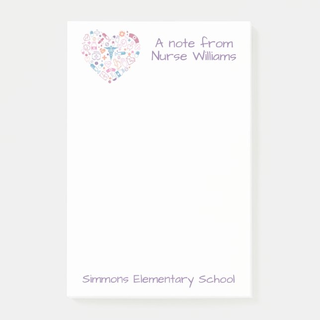 School Nurse Heart Custom Post-It Notes (Front)