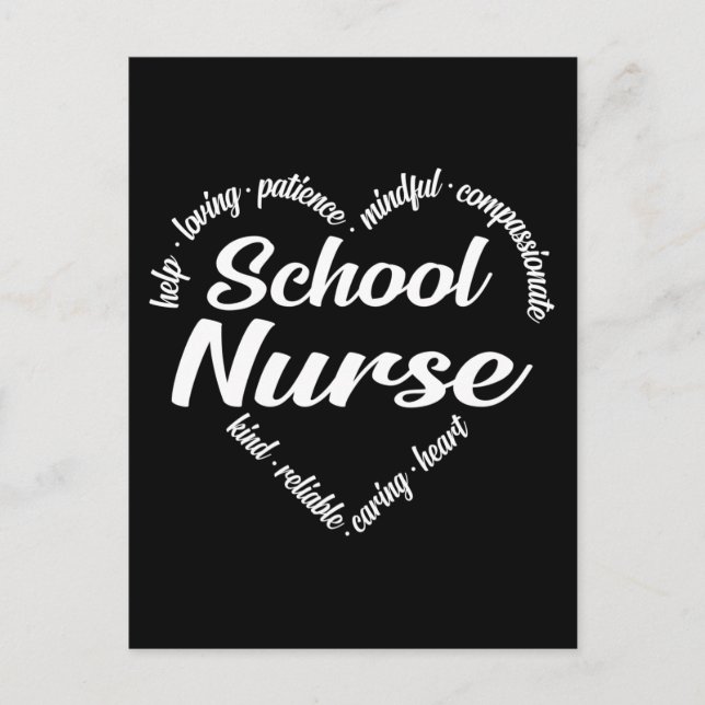 School Nurse Heart Word Cloud Holiday Postcard (Front)