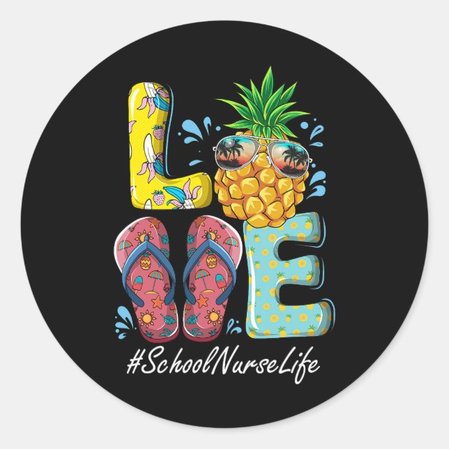 School Nurse Hello Summer Happy Last Day School Classic Round Sticker (Front)