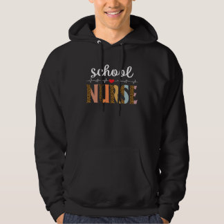 School Nurse Leopard Print Nursing Back to School Hoodie