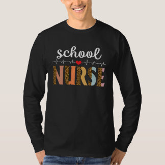 School Nurse Leopard Print Nursing Back to School T-Shirt