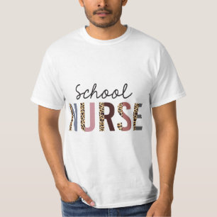 School Nurse Leopard Print Nursing Back to School T-Shirt