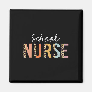 School Nurse Leopard Print Nursing Byck To School  Magnet