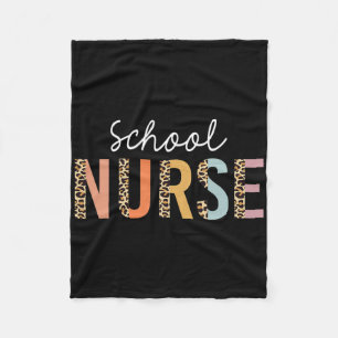 School Nurse Leopard Print Nursing Ck To School Wo Fleece Blanket