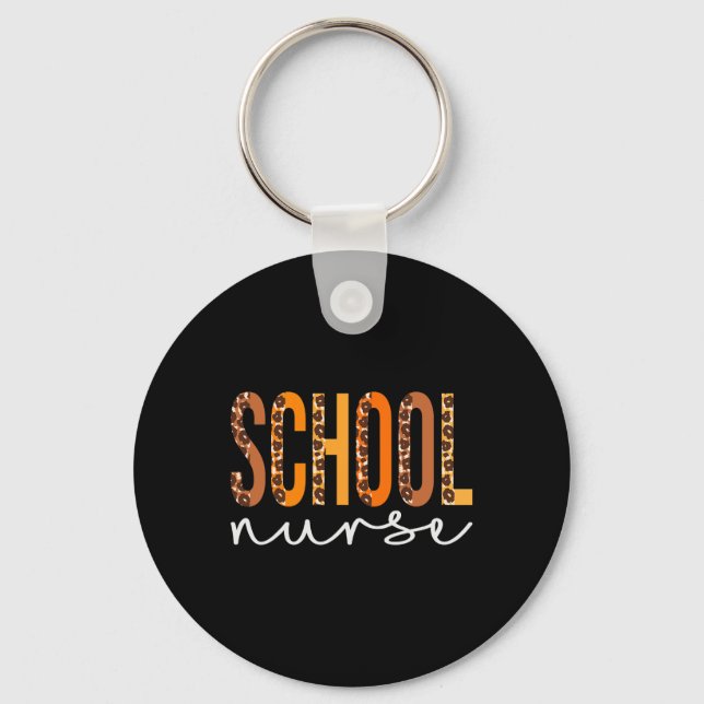 School Nurse leopard Squad Cute Fall Autumn Thanks Key Ring (Front)