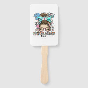 School Nurse Life Messy Bun Hand Fan