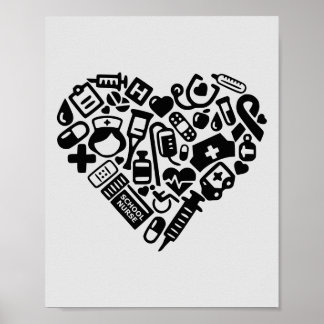 School Nurse Medical Icons; Healthcare Poster