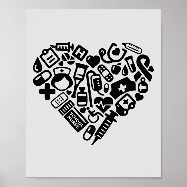School Nurse Medical Icons; Healthcare Poster (Front)