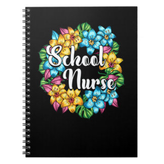 School Nurse Medical Nursing Floral Wreath Healthc Notebook