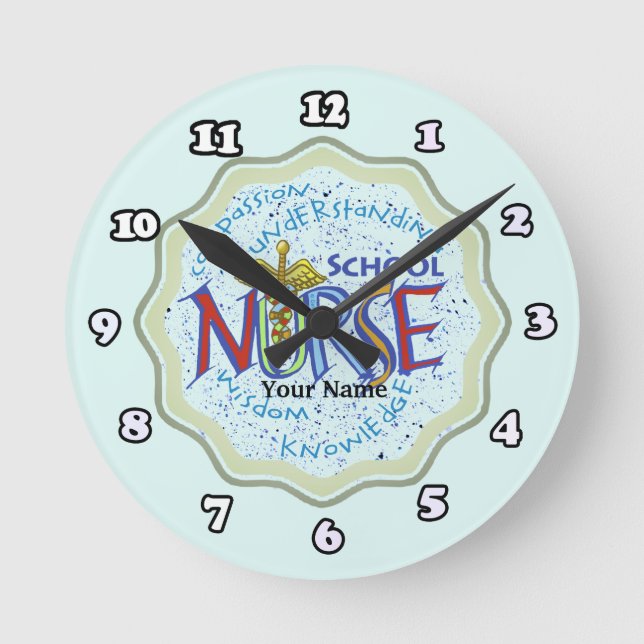 School Nurse Motto Round Clock (Front)