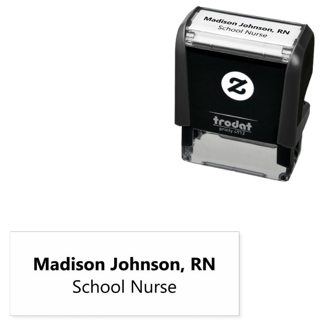 School Nurse Name and Job Title Self-inking Stamp (In Situ)