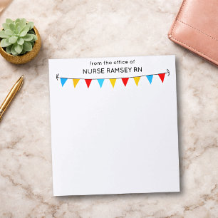 School Nurse or Teacher Colourful Bunting Flags Notepad