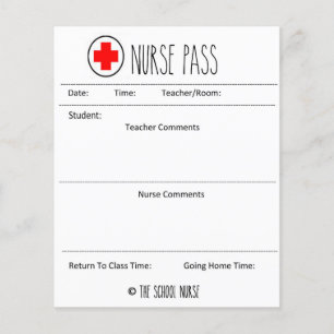 School Nurse Pass for the School Setting Flyer