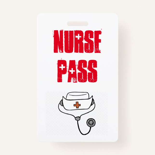 School nurse pass ID badge (Front)