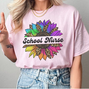 School Nurse Profession Rainbow Sunflower T-Shirt